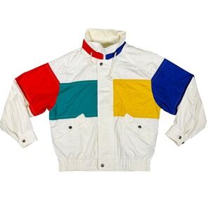 Vintage 80s London Fog Color Block Windbreaker Jacket Large